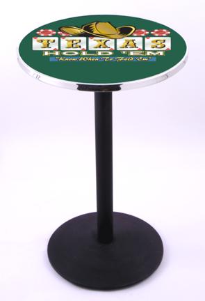 Texas Hold Em (L214) 42" Tall Logo Pub Table by Holland Bar Stool Company (with Black Wrinkle Base and 28" Tab