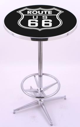 Route 66 (L216) 42" Tall Logo Pub Table by Holland Bar Stool Company (with Chrome Base and 28" Table Top Diame