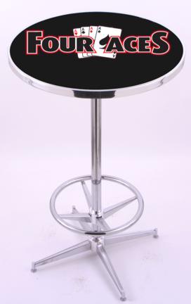 4 Aces (L216) 42" Tall Logo Pub Table by Holland Bar Stool Company (with Chrome Base and 28" Table Top Diamete