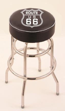 Route 66 (L7C1) 30" Tall Logo Bar Stool by Holland Bar Stool Company (with Double Ring Swivel Chrome Base)