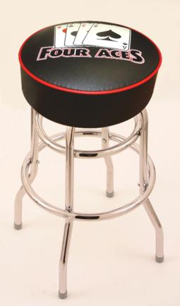 4 Aces (L7C1) 30" Tall Logo Bar Stool by Holland Bar Stool Company (with Double Ring Swivel Chrome Base)