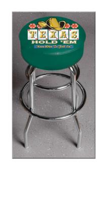 Texas Hold Em (L7C1) 30" Tall Logo Bar Stool by Holland Bar Stool Company (with Double Ring Swivel Chrome Base)