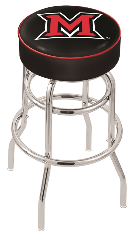 Miami (Ohio) RedHawks (L7C1) 30" Tall Logo Bar Stool by Holland Bar Stool Company (with Double Ring Swivel Chrome B