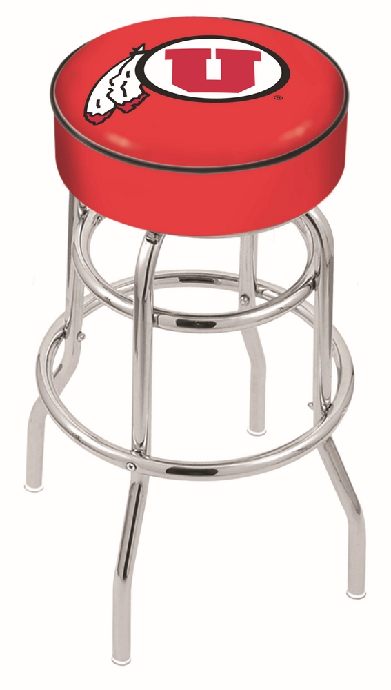 Utah Utes (L7C1) 30" Tall Logo Bar Stool by Holland Bar Stool Company (with Double Ring Swivel Chrome Base)