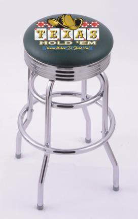 Texas Hold Em (L7C3C) 25" Tall Logo Bar Stool by Holland Bar Stool Company (with Double Ring Swivel Chrome Base)