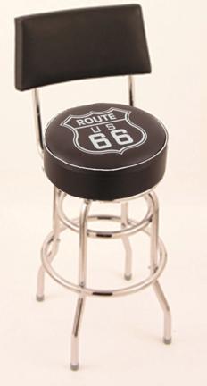 Route 66 (L7C4) 25" Tall Logo Bar Stool by Holland Bar Stool Company (with Double Ring Swivel Chrome Base and Chair