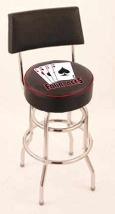 4 Aces (L7C4) 30" Tall Logo Bar Stool by Holland Bar Stool Company (with Double Ring Swivel Chrome Base and Chair S
