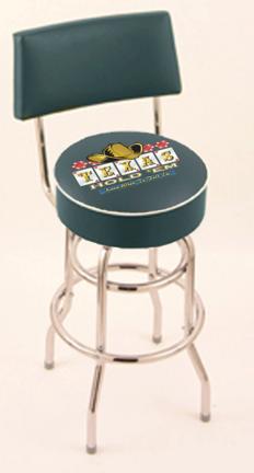 Texas Hold Em (L7C4) 30" Tall Logo Bar Stool by Holland Bar Stool Company (with Double Ring Swivel Chrome Base and 