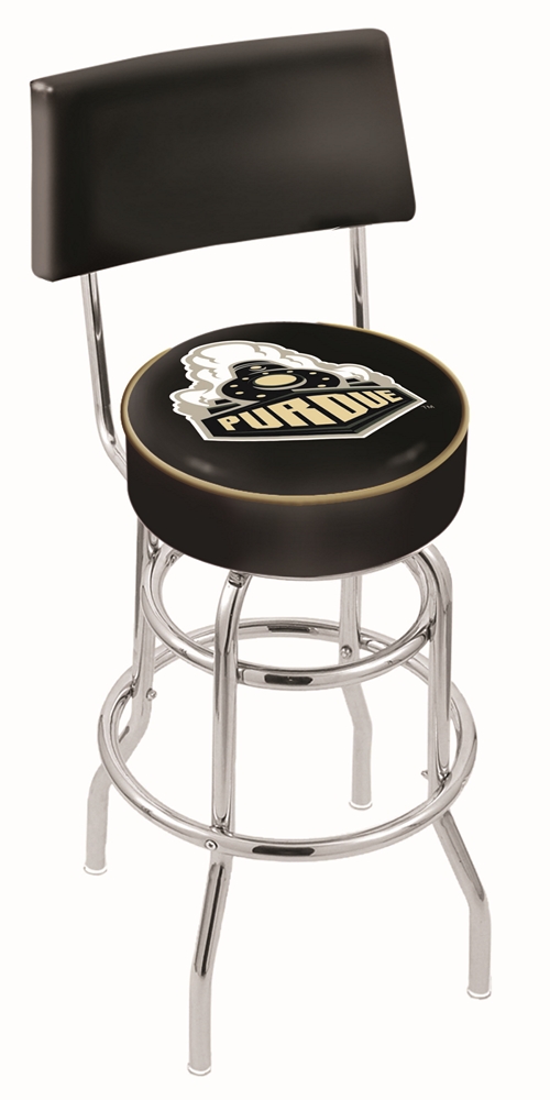 Purdue Boilermakers (L7C4) 30" Tall Logo Bar Stool by Holland Bar Stool Company (with Double Ring Swivel Chrome Bas