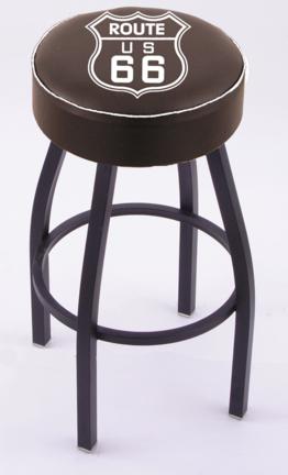 Route 66 (L8B1) 30" Tall Logo Bar Stool by Holland Bar Stool Company (with Single Ring Swivel Black Solid Welded Ba