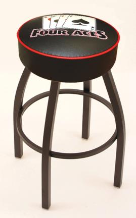 4 Aces (L8B1) 30" Tall Logo Bar Stool by Holland Bar Stool Company (with Single Ring Swivel Black Solid Welded Base