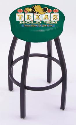 Texas Hold Em (L8B1) 30" Tall Logo Bar Stool by Holland Bar Stool Company (with Single Ring Swivel Black Solid Weld