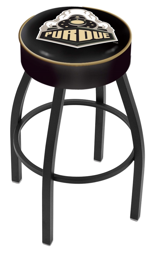 Purdue Boilermakers (L8B1) 25" Tall Logo Bar Stool by Holland Bar Stool Company (with Single Ring Swivel Black Soli