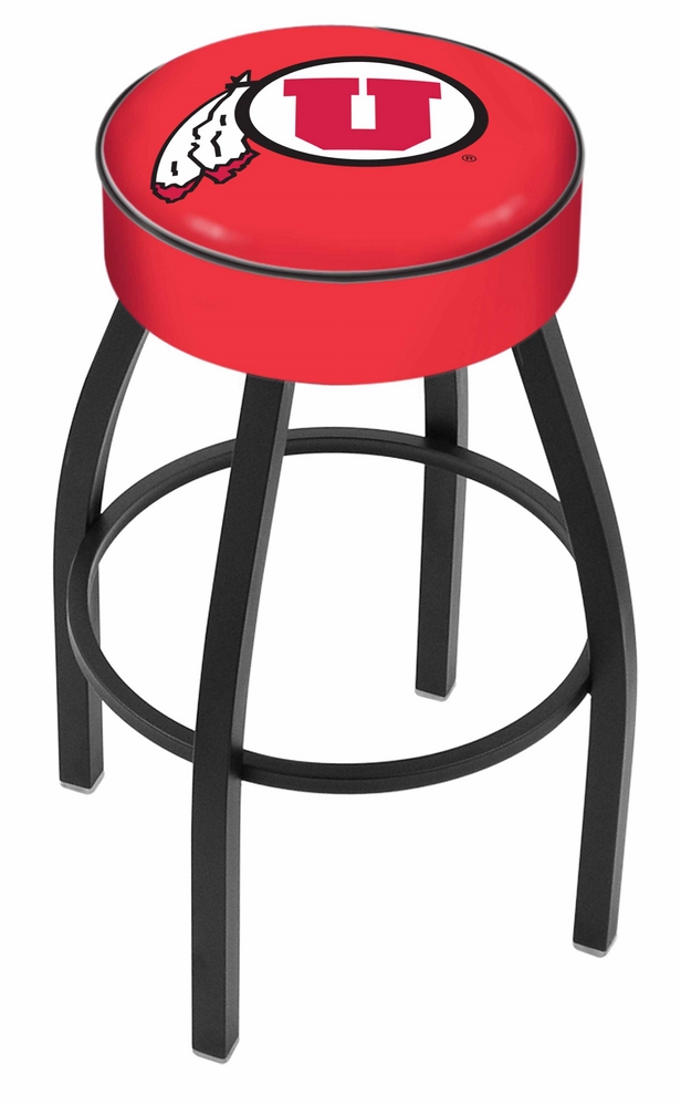 Utah Utes (L8B1) 30" Tall Logo Bar Stool by Holland Bar Stool Company (with Single Ring Swivel Black Solid Welded B