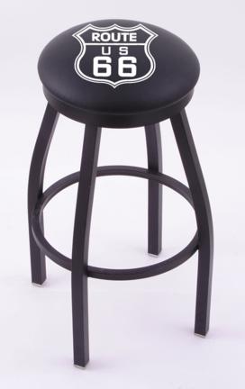 Route 66 (L8B2B) 30" Tall Logo Bar Stool by Holland Bar Stool Company (with Single Ring Swivel Black Solid Welded B