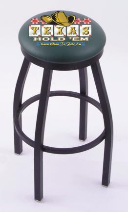 Texas Hold Em (L8B2B) 30" Tall Logo Bar Stool by Holland Bar Stool Company (with Single Ring Swivel Black Solid Wel