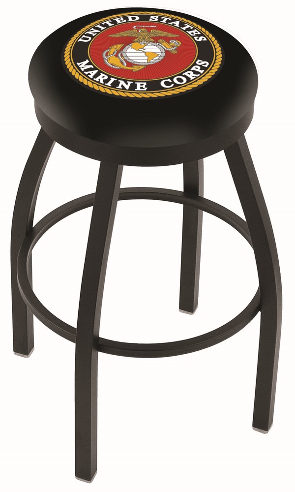 US Marines (L8B2B) 25" Tall Logo Bar Stool by Holland Bar Stool Company (with Single Ring Swivel Black Solid Welded