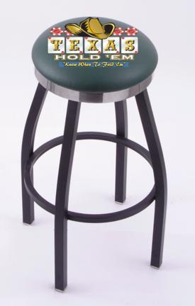 Texas Hold Em (L8B2C) 30" Tall Logo Bar Stool by Holland Bar Stool Company (with Single Ring Swivel Black Solid Wel