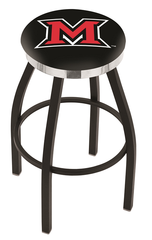 Miami (Ohio) RedHawks (L8B2C) 25" Tall Logo Bar Stool by Holland Bar Stool Company (with Single Ring Swivel Black S