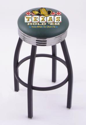 Texas Hold Em (L8B3C) 25" Tall Logo Bar Stool by Holland Bar Stool Company (with Single Ring Swivel Black Solid Wel