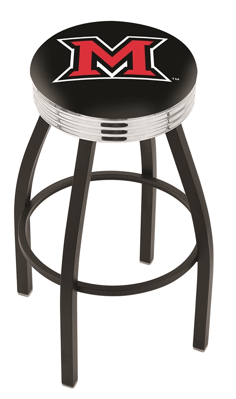 Miami (Ohio) RedHawks (L8B3C) 25" Tall Logo Bar Stool by Holland Bar Stool Company (with Single Ring Swivel Black S