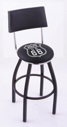 Route 66 (L8B4) 25" Tall Logo Bar Stool by Holland Bar Stool Company (with Single Ring Swivel Black Solid Welded Ba