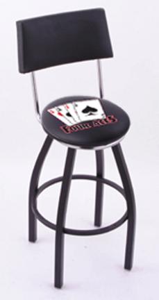4 Aces (L8B4) 25" Tall Logo Bar Stool by Holland Bar Stool Company (with Single Ring Swivel Black Solid Welded Base