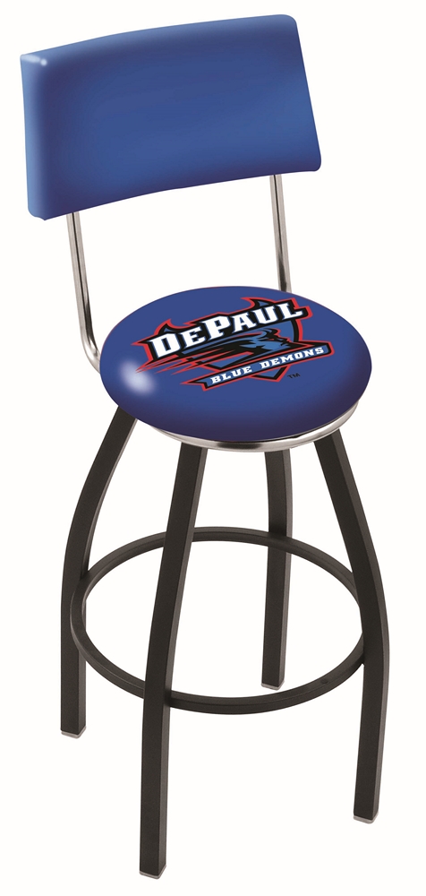 DePaul Blue Demons (L8B4) 30" Tall Logo Bar Stool by Holland Bar Stool Company (with Single Ring Swivel Black Solid