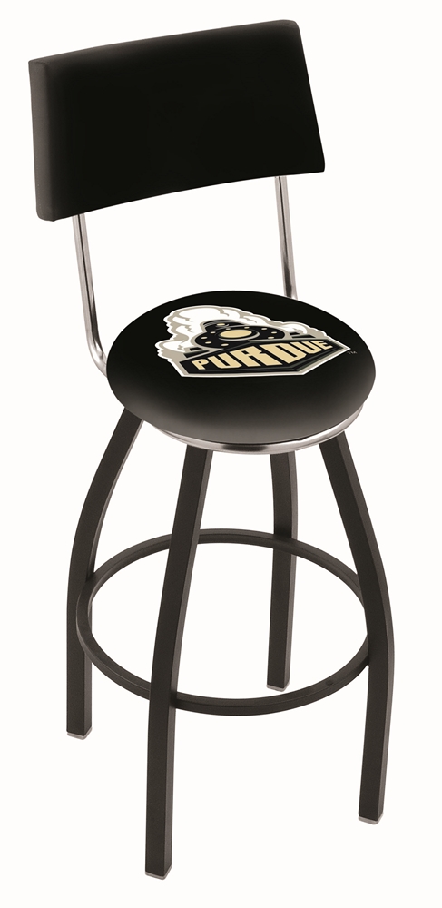Purdue Boilermakers (L8B4) 25" Tall Logo Bar Stool by Holland Bar Stool Company (with Single Ring Swivel Black Soli