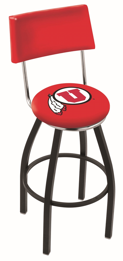 Utah Utes (L8B4) 25" Tall Logo Bar Stool by Holland Bar Stool Company (with Single Ring Swivel Black Solid Welded B