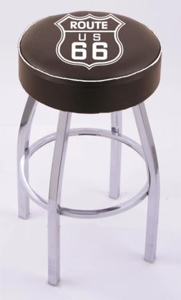 Route 66 (L8C1) 30" Tall Logo Bar Stool by Holland Bar Stool Company (with Single Ring Swivel Chrome Solid Welded B
