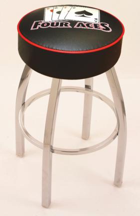 4 Aces (L8C1) 30" Tall Logo Bar Stool by Holland Bar Stool Company (with Single Ring Swivel Chrome Solid Welded Bas