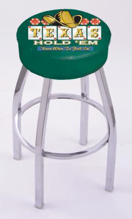 Texas Hold Em (L8C1) 30" Tall Logo Bar Stool by Holland Bar Stool Company (with Single Ring Swivel Chrome Solid Wel