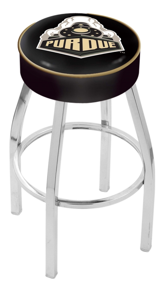 Purdue Boilermakers (L8C1) 25" Tall Logo Bar Stool by Holland Bar Stool Company (with Single Ring Swivel Chrome Sol
