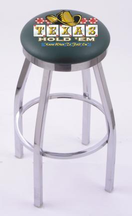 Texas Hold Em (L8C2C) 30" Tall Logo Bar Stool by Holland Bar Stool Company (with Single Ring Swivel Chrome Solid We