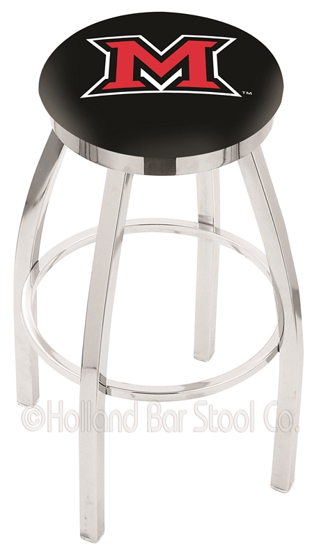 Miami (Ohio) RedHawks (L8C2C) 30" Tall Logo Bar Stool by Holland Bar Stool Company (with Single Ring Swivel Chrome 