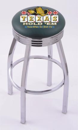 Texas Hold Em (L8C3C) 30" Tall Logo Bar Stool by Holland Bar Stool Company (with Single Ring Swivel Chrome Solid We