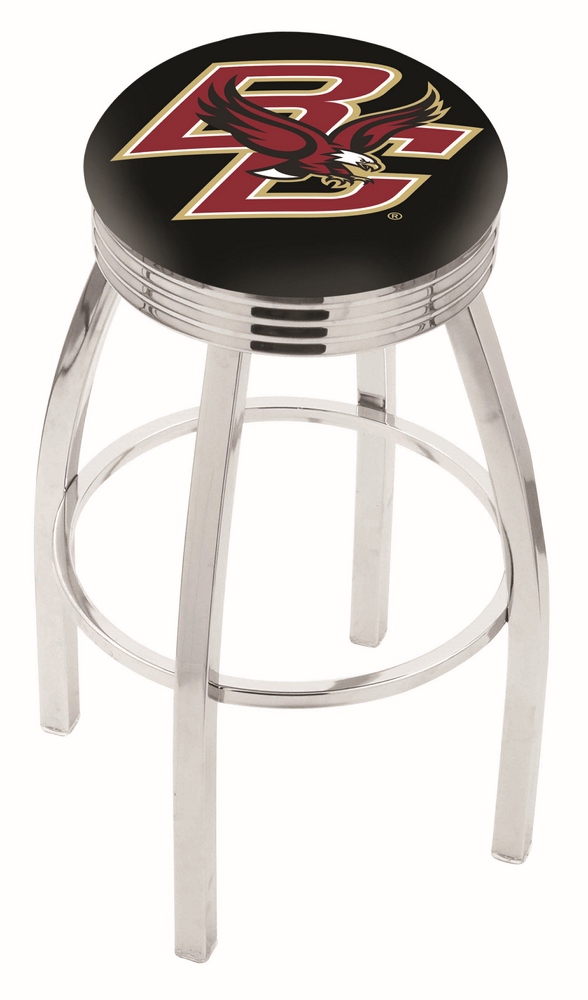 Boston College Eagles (L8C3C) 25" Tall Logo Bar Stool by Holland Bar Stool Company (with Single Ring Swivel Chrome 