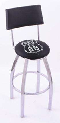 Route 66 (L8C4) 25" Tall Logo Bar Stool by Holland Bar Stool Company (with Single Ring Swivel Chrome Solid Welded B