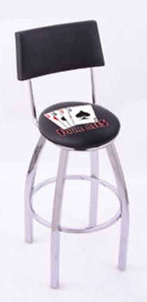 4 Aces (L8C4) 25" Tall Logo Bar Stool by Holland Bar Stool Company (with Single Ring Swivel Chrome Solid Welded Bas