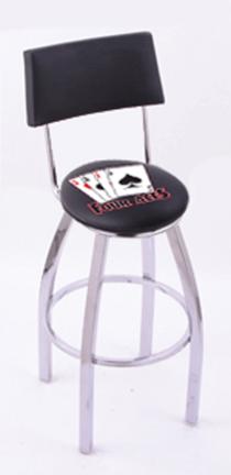 4 Aces (L8C4) 30" Tall Logo Bar Stool by Holland Bar Stool Company (with Single Ring Swivel Chrome Solid Welded Bas