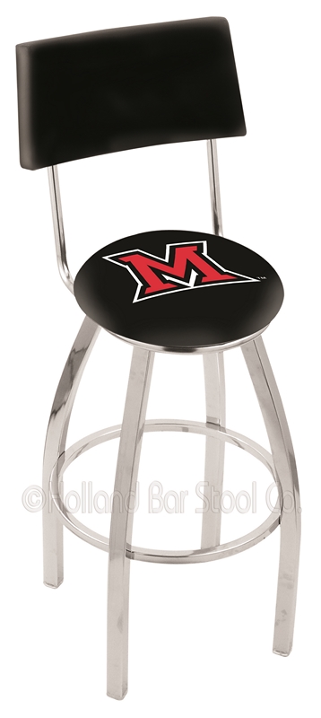 Miami (Ohio) RedHawks (L8C4) 25" Tall Logo Bar Stool by Holland Bar Stool Company (with Single Ring Swivel Chrome S