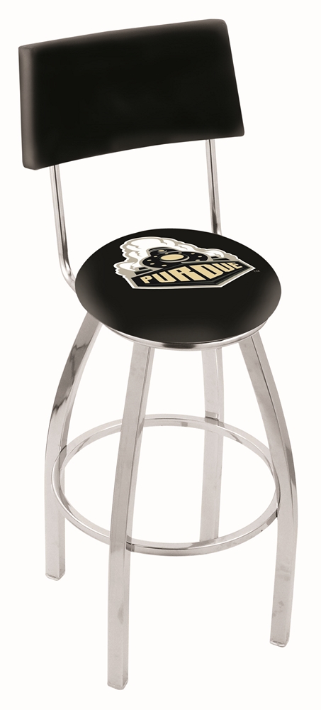 Purdue Boilermakers (L8C4) 30" Tall Logo Bar Stool by Holland Bar Stool Company (with Single Ring Swivel Chrome Sol