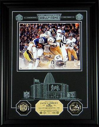 Jack Lambert Hall of Fame Archival Etched Glass 6" x 9" Framed Photograph and Medallion Set