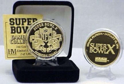 24KT Gold Super Bowl X Flip Coin from The Highland Mint