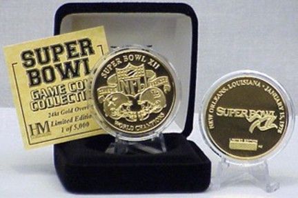 24KT Gold Super Bowl XII Flip Coin from The Highland Mint
