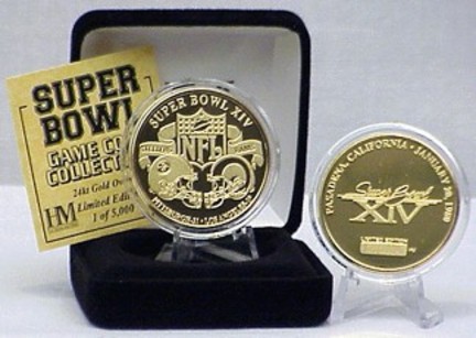 24KT Gold Super Bowl XIV Flip Coin from The Highland Mint