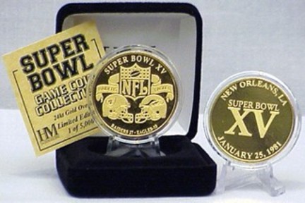 24KT Gold Super Bowl XV Flip Coin from The Highland Mint