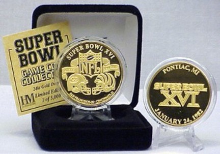 24KT Gold Super Bowl XVI Flip Coin from The Highland Mint