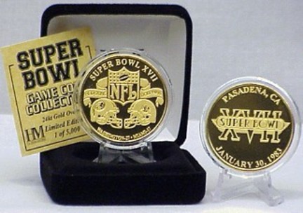 24KT Gold Super Bowl XVII Flip Coin from The Highland Mint